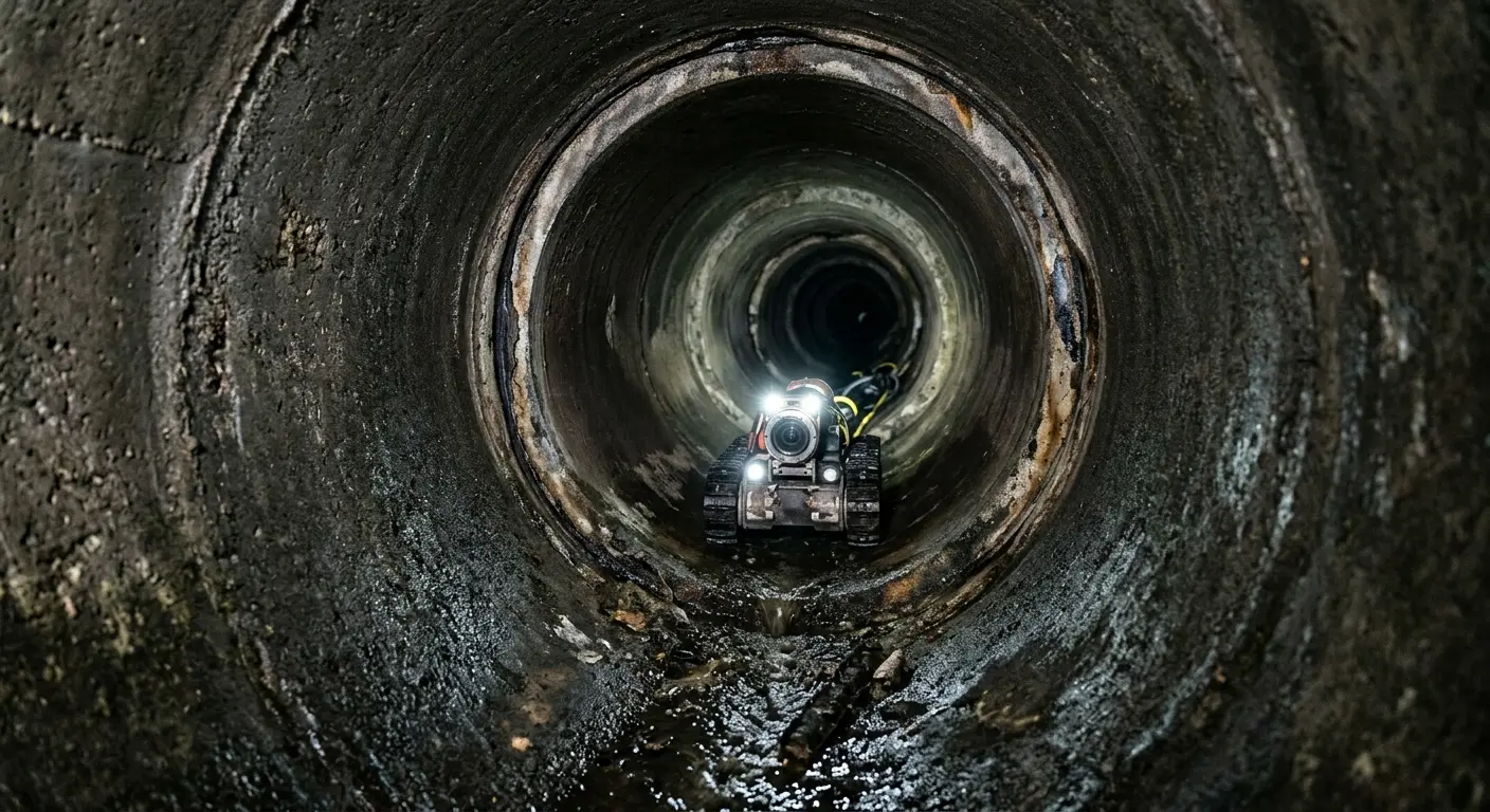Robotic sewer camera inspecting pipe interior for Sewer Line Repair in Bayou Blue